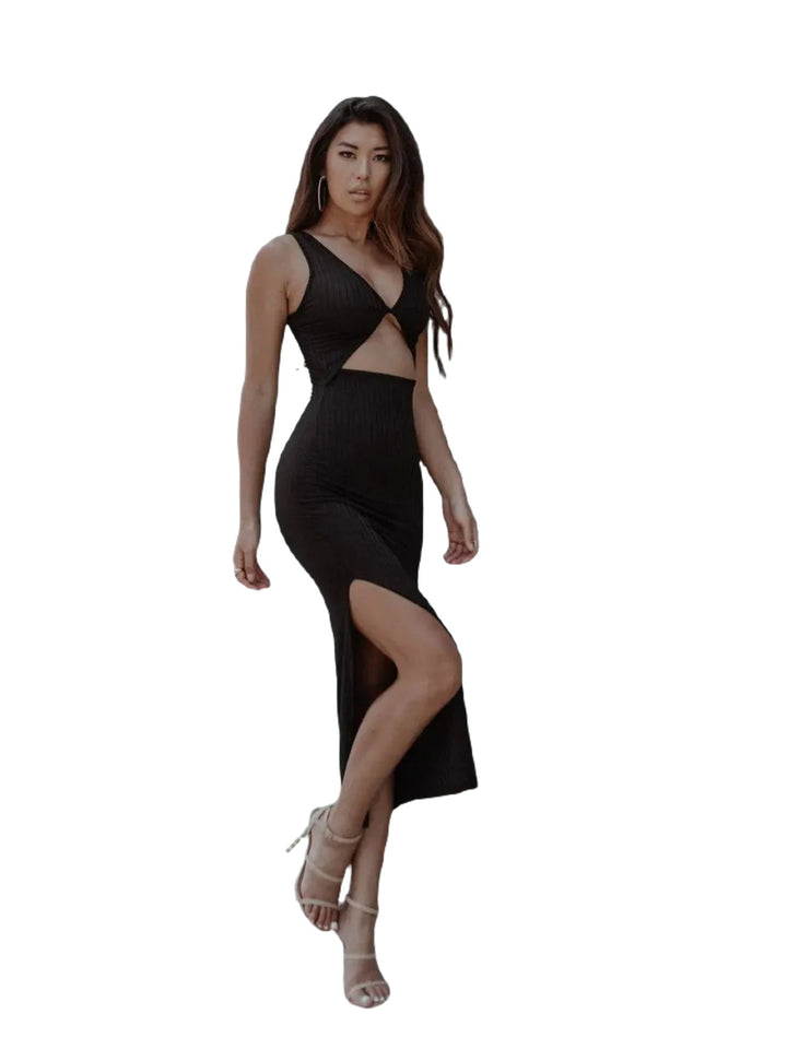 Milan Cut-out Black Dress - Capri Clothes