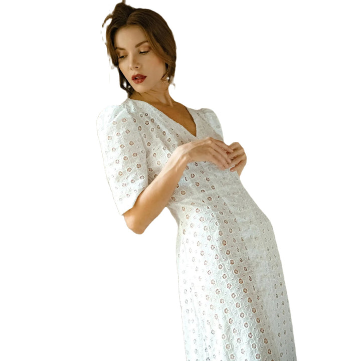 OLYMPIA Embroidered Cotton Dress - Capri Clothes