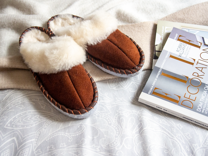 Brown Shearling Sheepskin Mules Blue Pallas