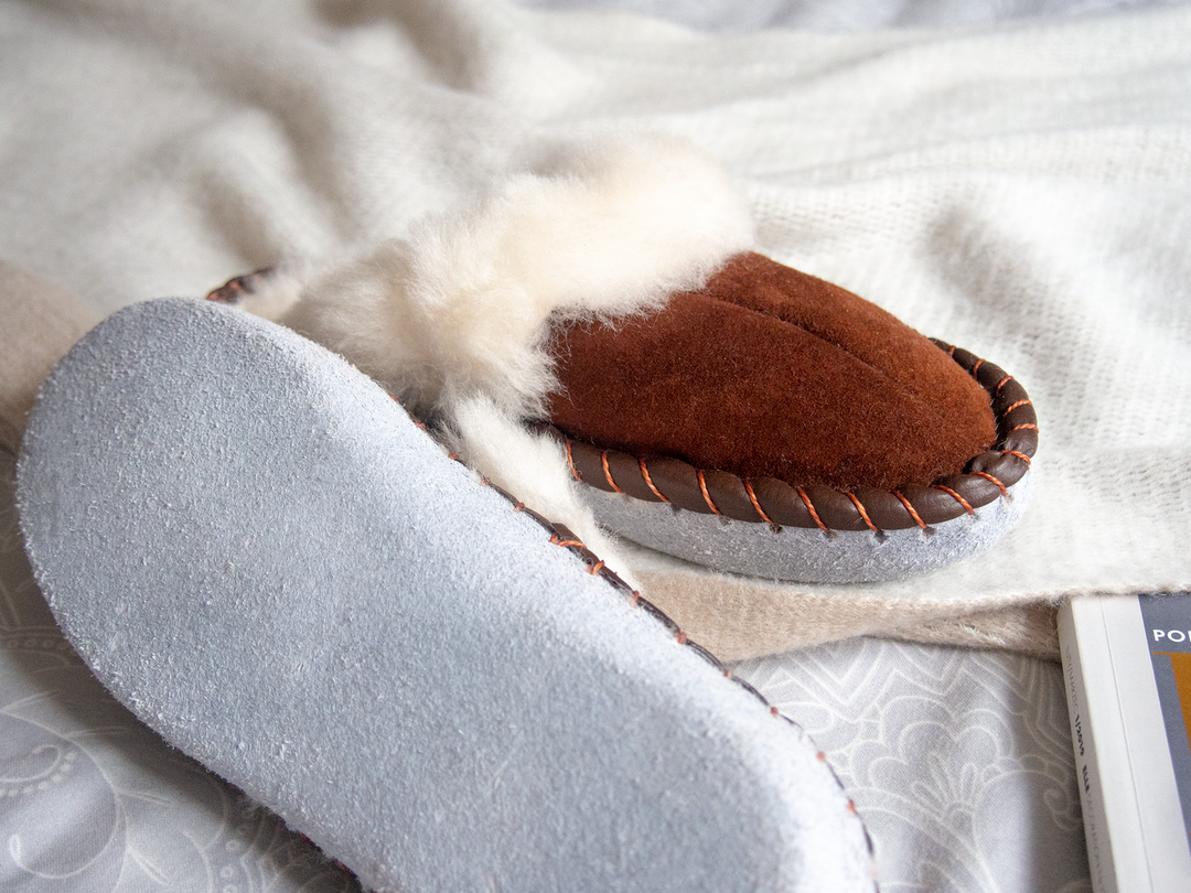 Brown Shearling Sheepskin Mules Blue Pallas