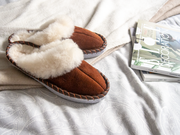 Brown Shearling Sheepskin Mules Blue Pallas