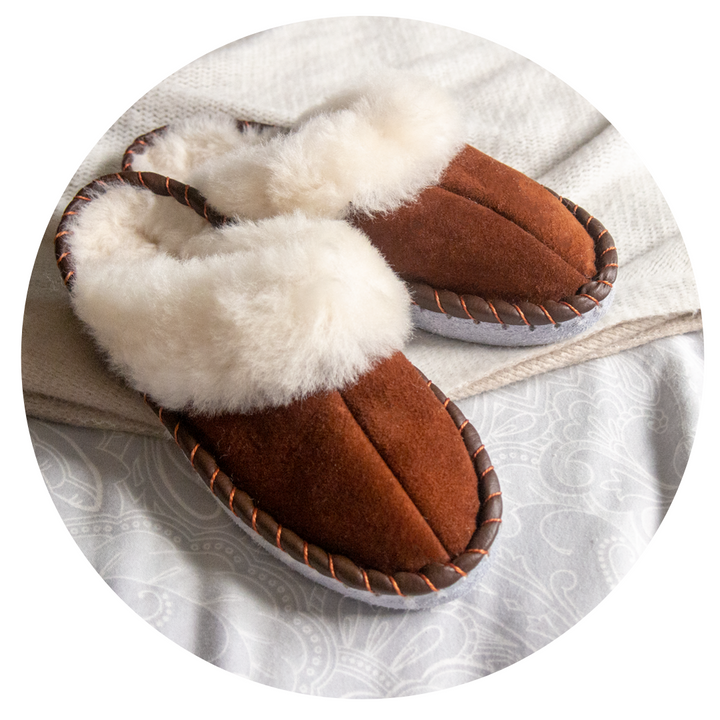 Brown Shearling Sheepskin Mules Blue Pallas