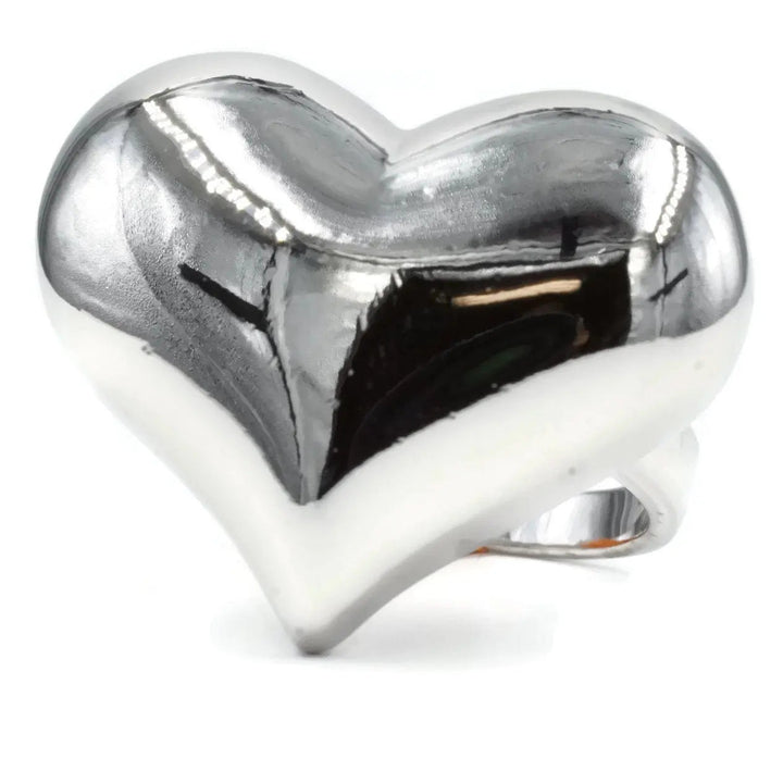 Puffy Heart Silver Ring - Capri Clothes