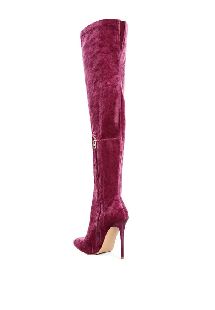 Glamorous Velvet Over-the-Knee Stiletto Heels Ruby Smudge