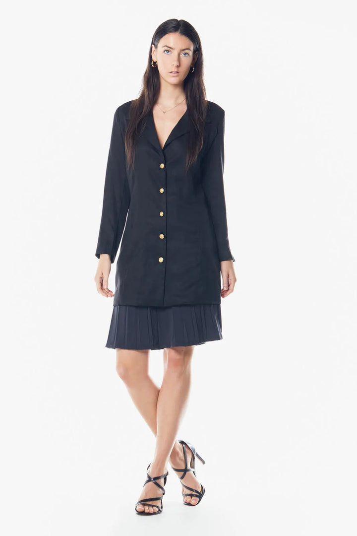 Chic Black Longline Blazer Dress Mauve Daisy