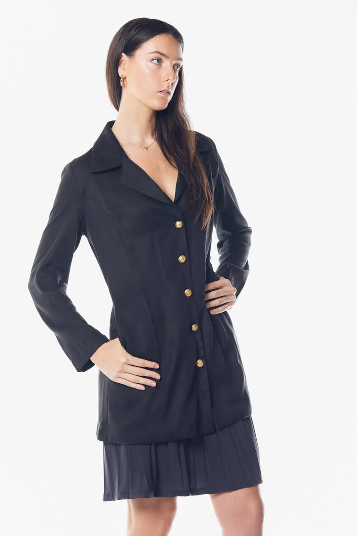 Chic Black Longline Blazer Dress Mauve Daisy