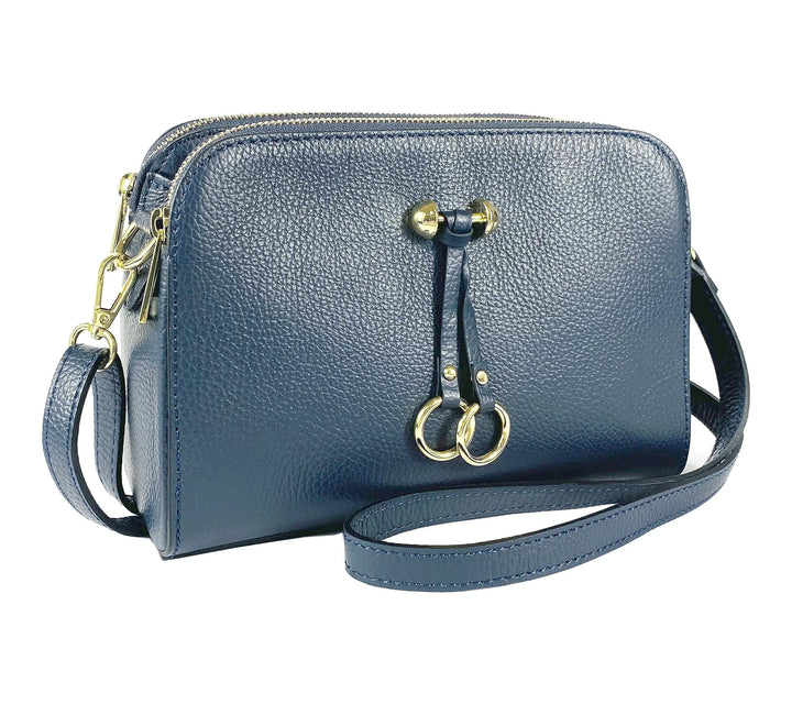 Handcrafted Blue Leather Crossbody Bag by Renato Borzatta - Italian Elegance Orchid Theia