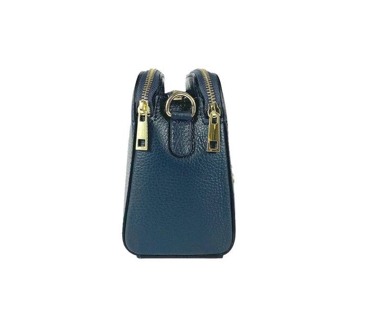 Handcrafted Blue Leather Crossbody Bag by Renato Borzatta - Italian Elegance Orchid Theia