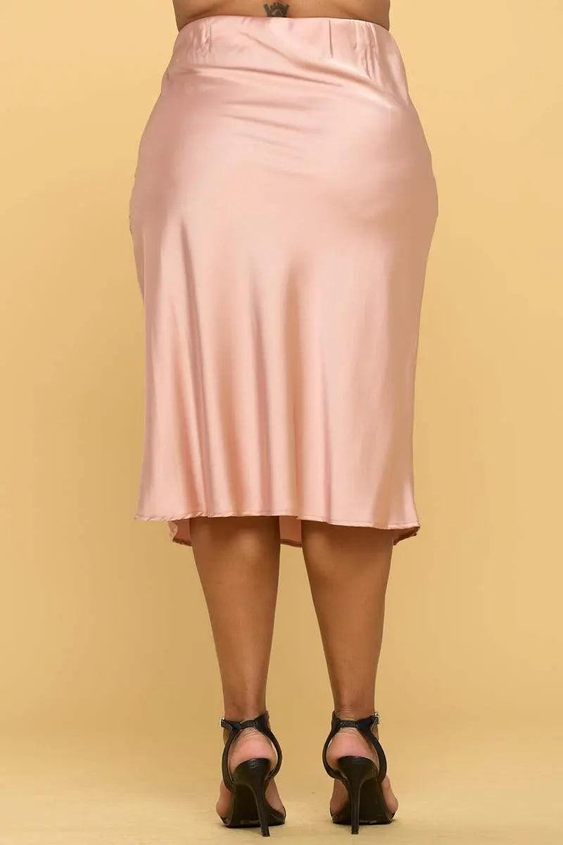 Chic Satin Midi Skirt Tan Hephaestus