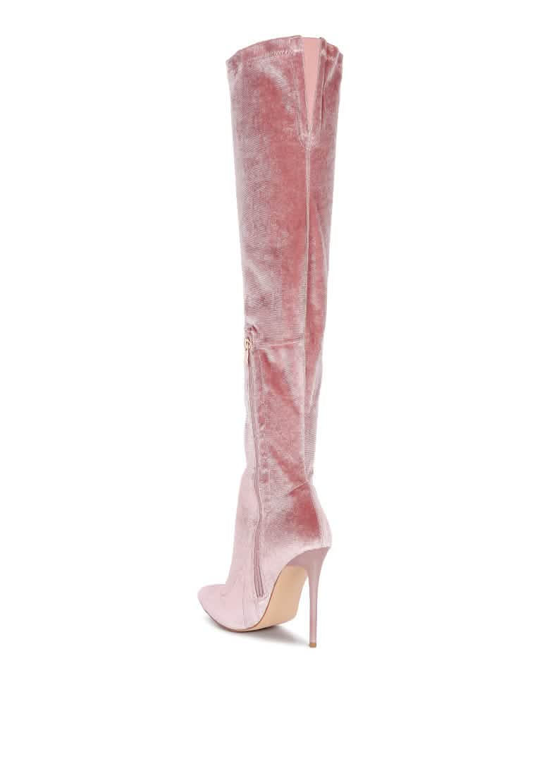 Glamorous Velvet Over-the-Knee Stiletto Heels Ruby Smudge