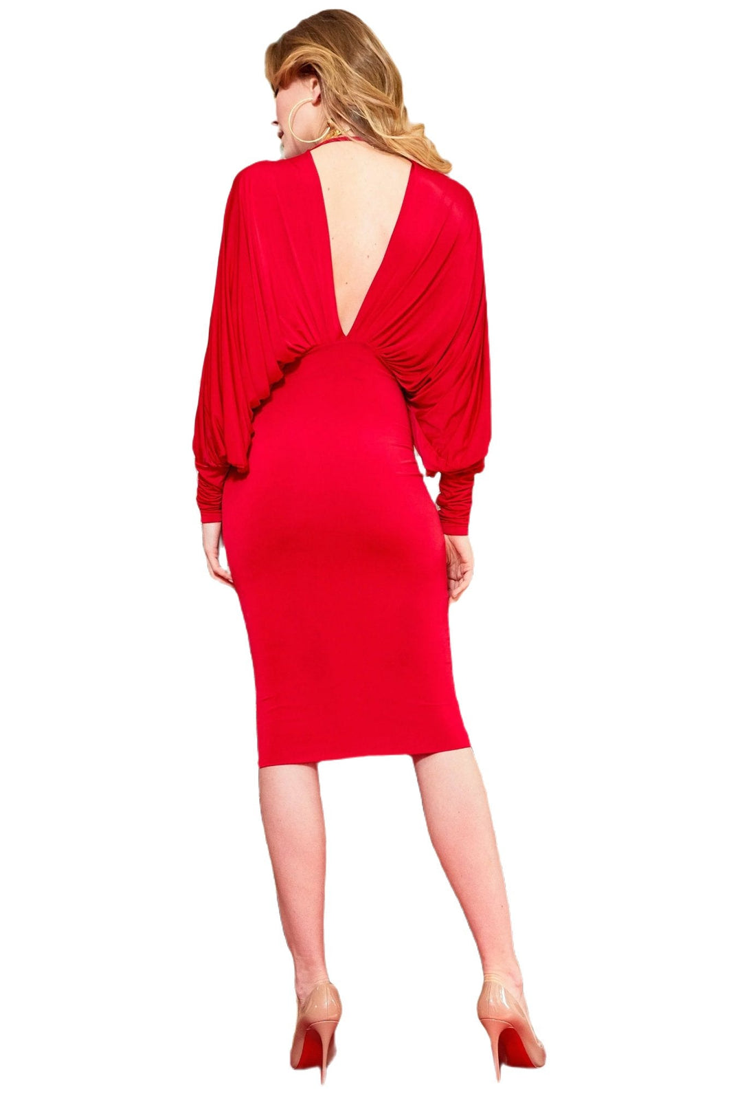 Ruby Velvet Batwing Gown - Capri Clothes