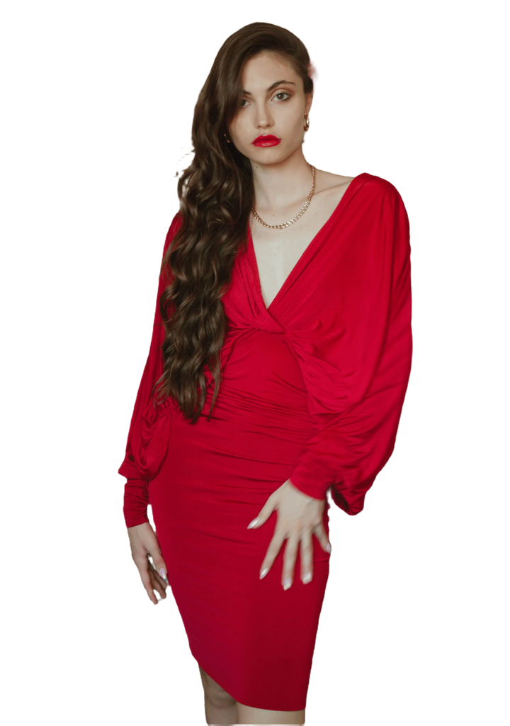 Ruby Velvet Batwing Gown - Capri Clothes