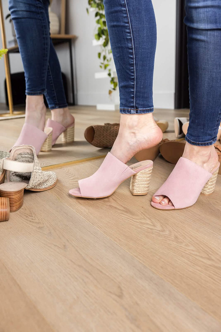 Elegant Blush Suede High-Heeled Sandals Copper Maple