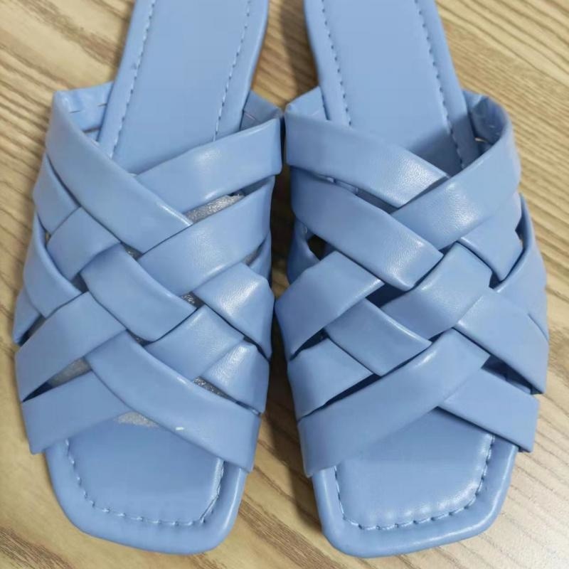 Summer Leather Flat Beach Slides Outdoor Casual  Women Slippers Coffee Jasper