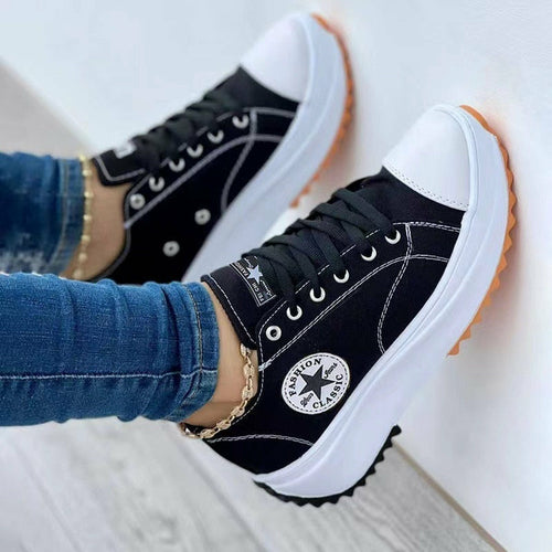 Flat Lace-Up Sneakers Pattern Canvas Casual Sport Shoes Silver Juneberry