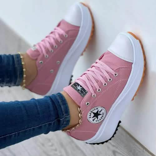 Stylish Canvas Lace-Up Sneakers for Women – Casual Sports Footwear Silver Juneberry