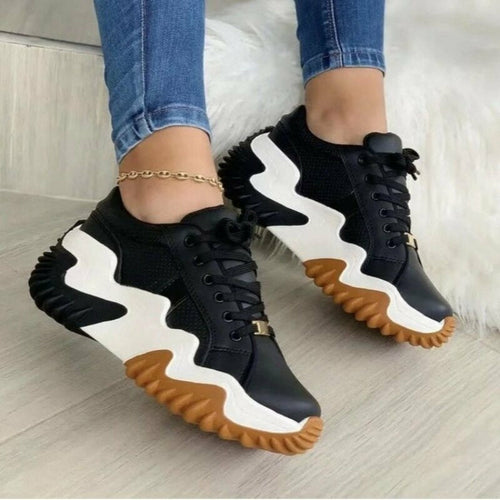 Breathable Vulcanized Women  Shoes Casual Platform Sneakers Coffee Jasper