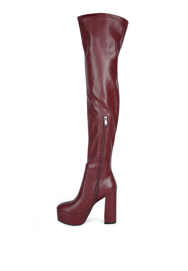 Bold Over-the-Knee Chunky Heel Fashion Boots Ruby Smudge