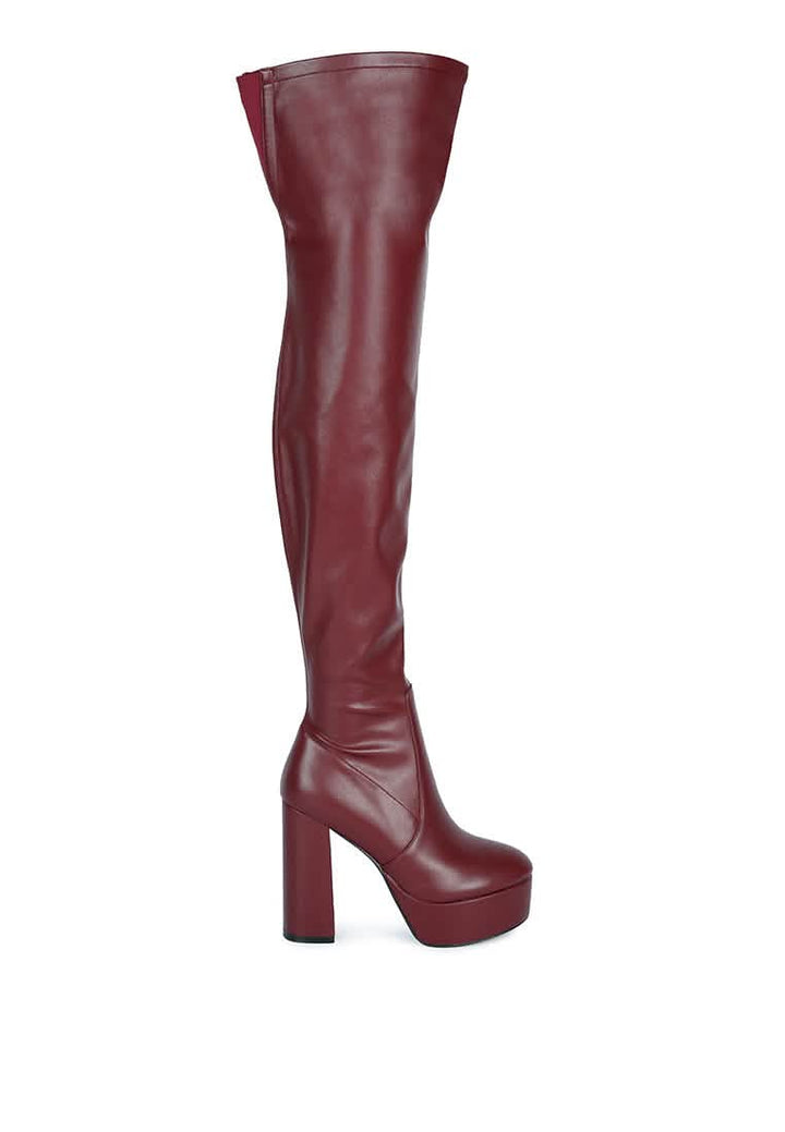 Bold Over-the-Knee Chunky Heel Fashion Boots Ruby Smudge