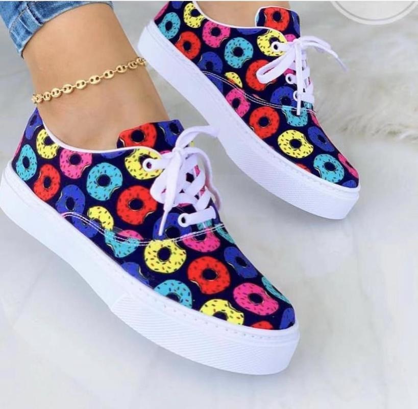 2022 Fashion Graffiti Women Sneakers Trainers Shoes Coffee Jasper