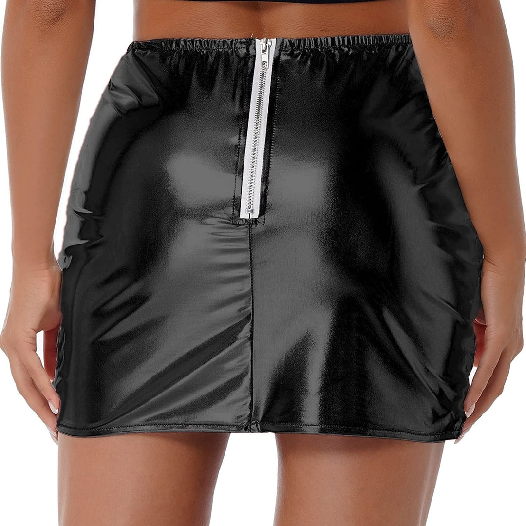 Womens Metallic Shiny Skirts Winter Warm A-Line Mini Skirt Red Iphigenia