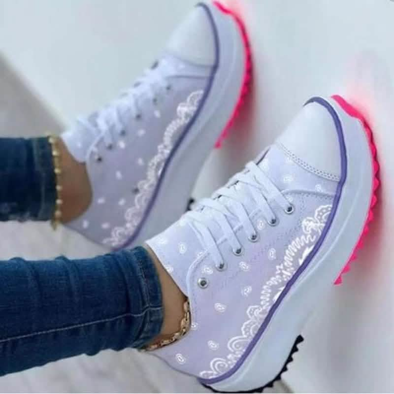 Trendy 2022 Women's Casual Sport Sneakers with Unique Patterns Silver Juneberry