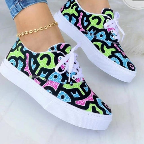 2022 Fashion Graffiti Women Sneakers Trainers Shoes Coffee Jasper