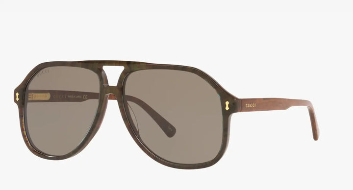 GUCCI GG1042S Luxe High Bridge Wide Fit Pilot Sunglasses in Brown & Grey Erin Theia