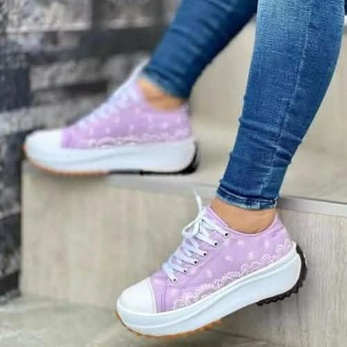 Trendy 2022 Women's Casual Sport Sneakers with Unique Patterns Silver Juneberry