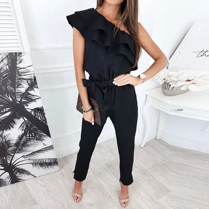 Elegant Ruffled Sleeveless Jumpsuit for Trendy Outings Silver Sam