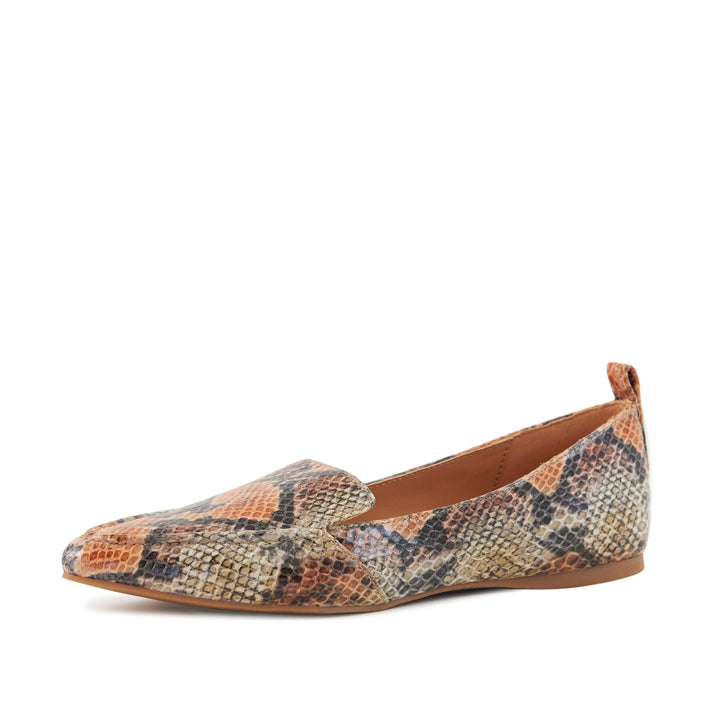 Women's Flat Socialite Orange Snake Skin Pear Aeneas