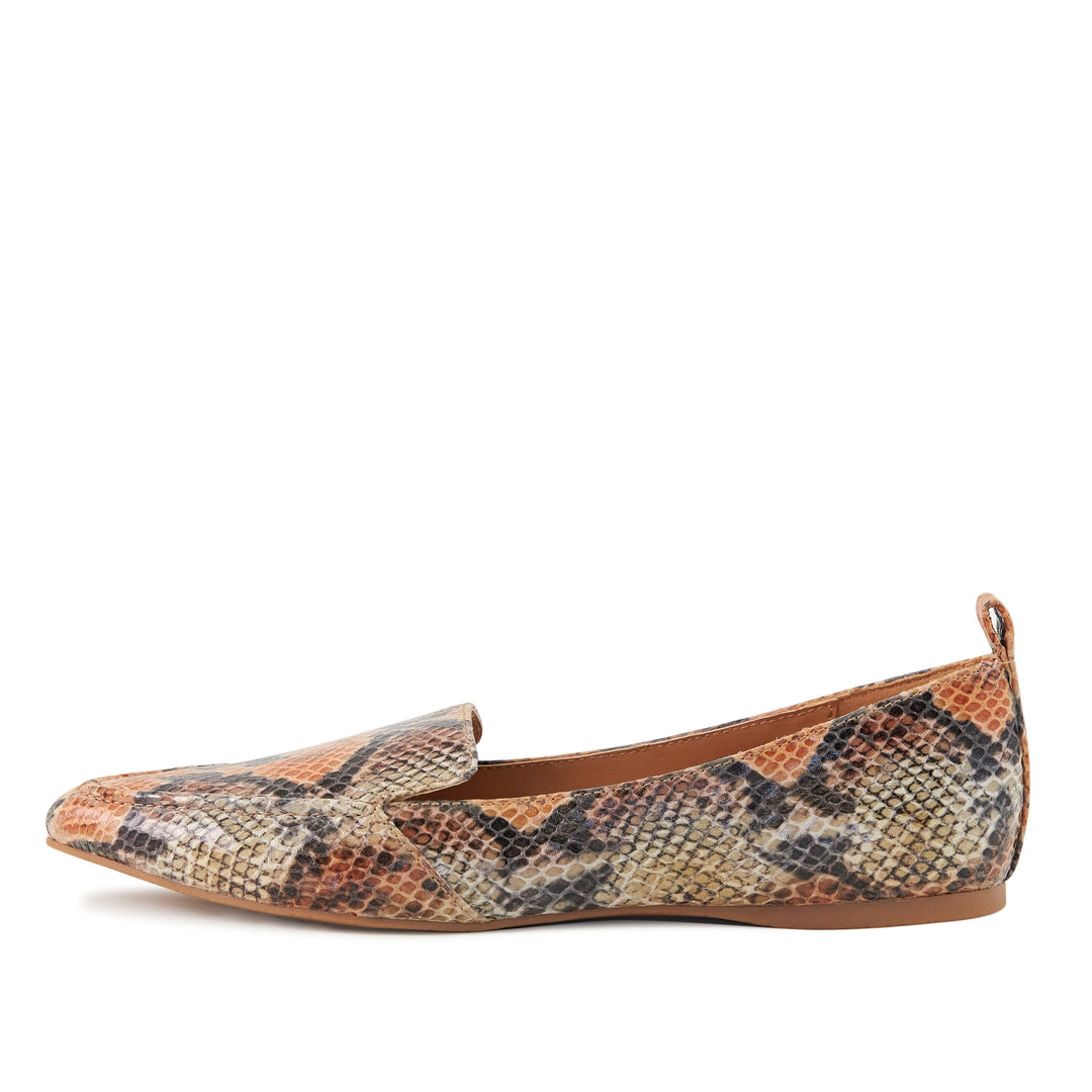 Women's Flat Socialite Orange Snake Skin Pear Aeneas