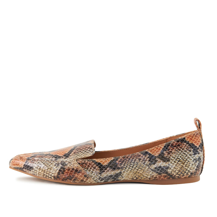 Women's Flat Socialite Orange Snake Skin Pear Aeneas