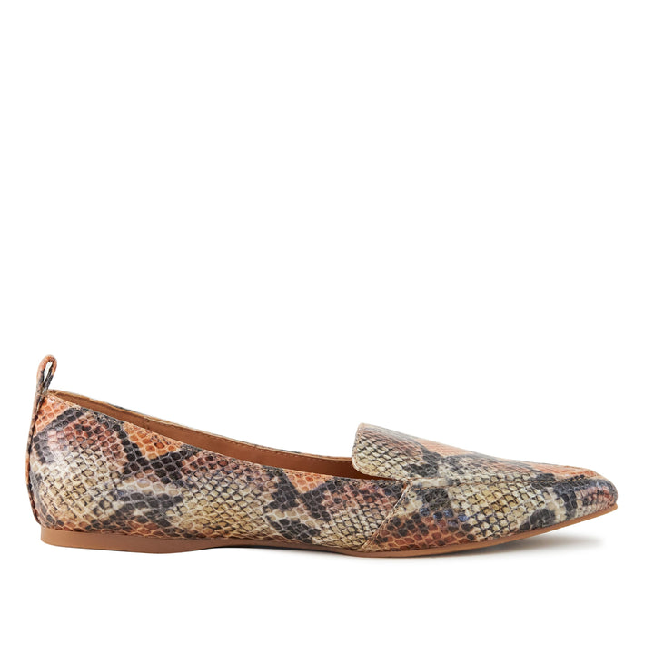 Women's Flat Socialite Orange Snake Skin Pear Aeneas