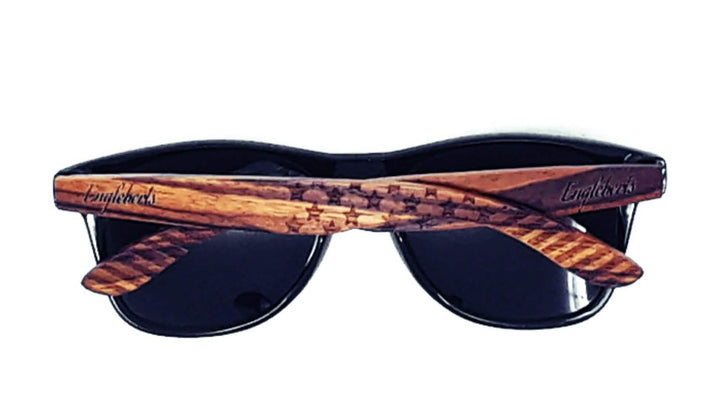 Engleberts Artisan Bamboo Case Sunglasses - Premium Zebrawood with Polarized Lenses Purple Ariadne