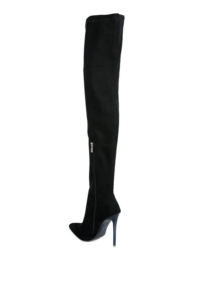 Elegant Stretch Faux Suede Stiletto Knee-High Boots Ruby Smudge