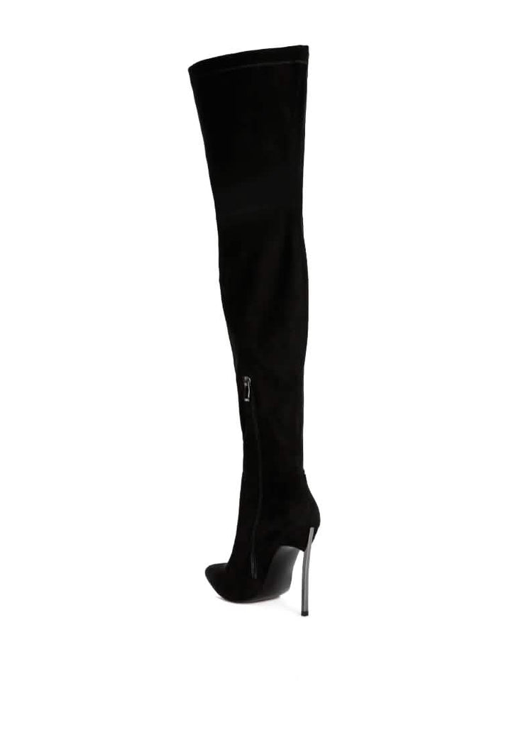 Elegant Stretch Suede Stiletto Knee-High Boots Ruby Smudge