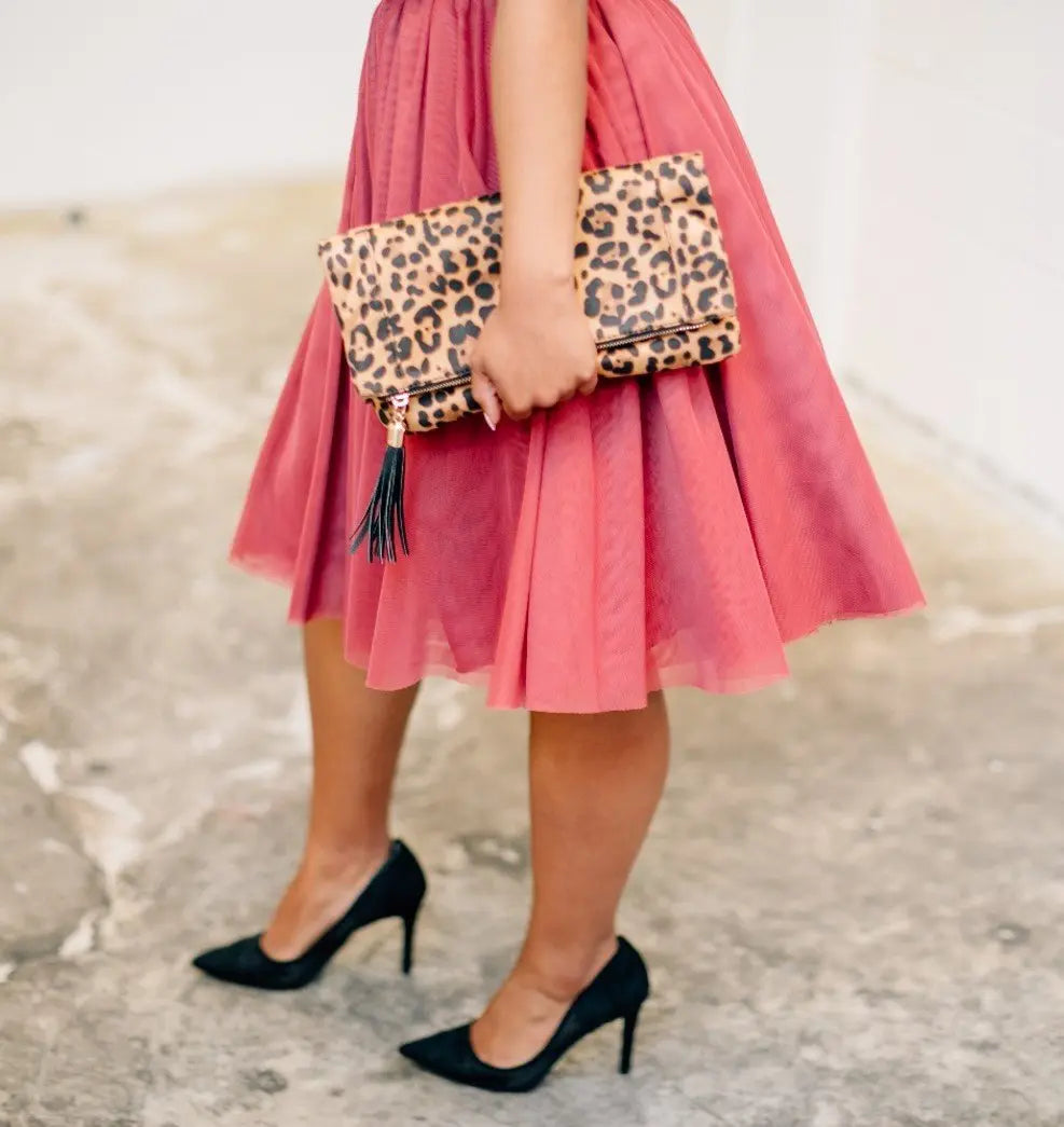 Elegant Chic Pea Midi Skirt Salmon Bella