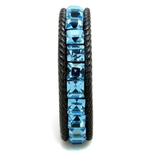 IP Black Stainless Steel Ring with Ocean Blue Premium Crystal Turquoise Tiger