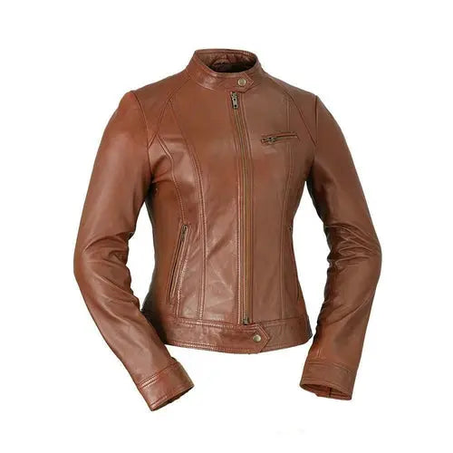 Chic Sophistication - Women's Lambskin Leather Jacket Orange Pontus