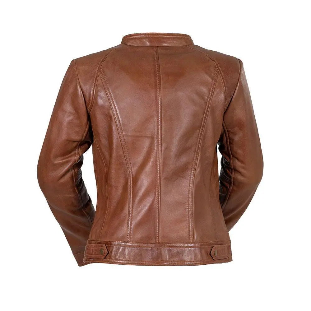 Chic Sophistication - Women's Lambskin Leather Jacket Orange Pontus