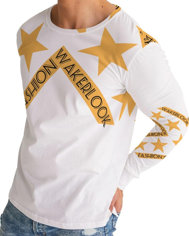 Men's Fashion Long Sleeve Wakerlook Tee Sky Blue Saffron