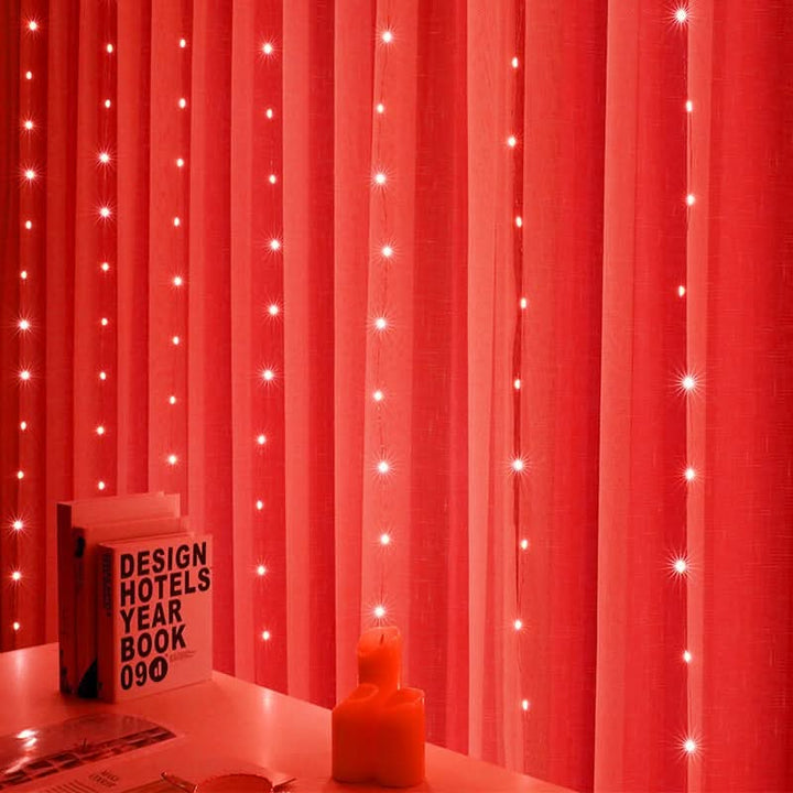 Remote-Controlled LED Curtain String Lights - USB-Powered Christmas Window Decorations for Home and Room Pink Lucy