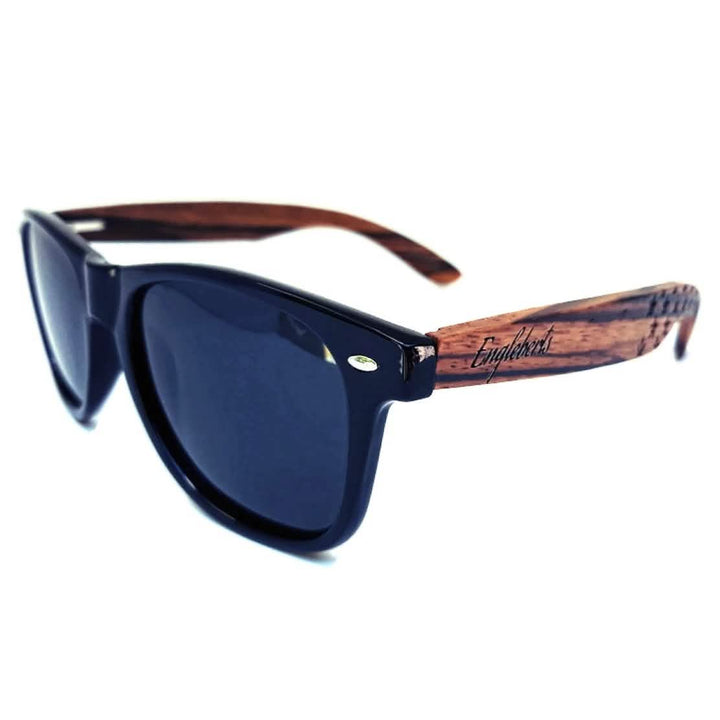 Engleberts Artisan Bamboo Case Sunglasses - Premium Zebrawood with Polarized Lenses Purple Ariadne