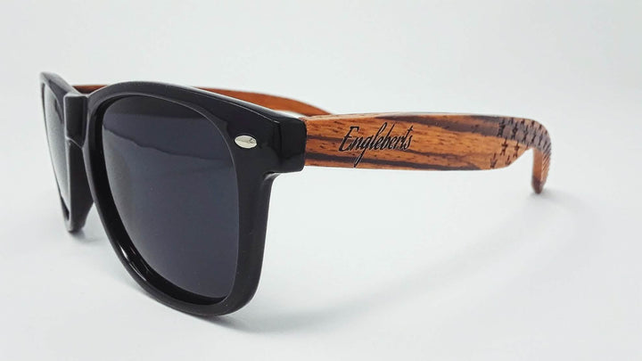 Engleberts Artisan Bamboo Case Sunglasses - Premium Zebrawood with Polarized Lenses Purple Ariadne