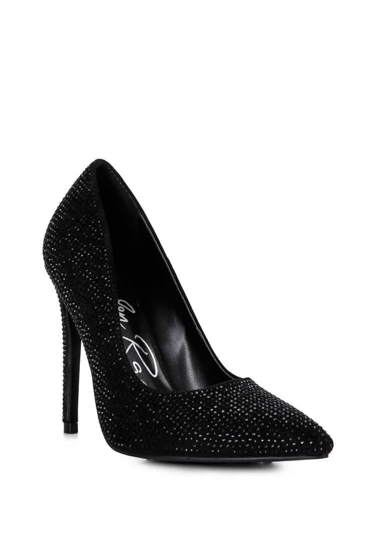 Glamourous Diamante Sparkle Heel Pumps Ruby Smudge