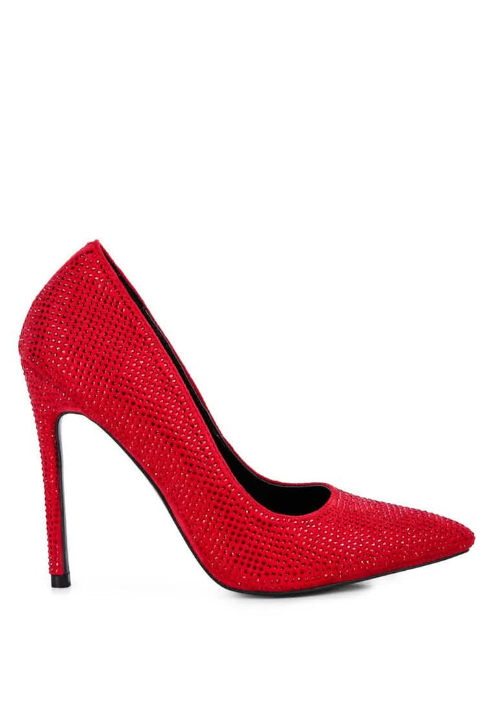 Glamourous Diamante Sparkle Heel Pumps Ruby Smudge