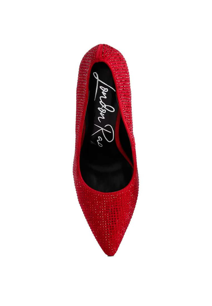 Glamourous Diamante Sparkle Heel Pumps Ruby Smudge