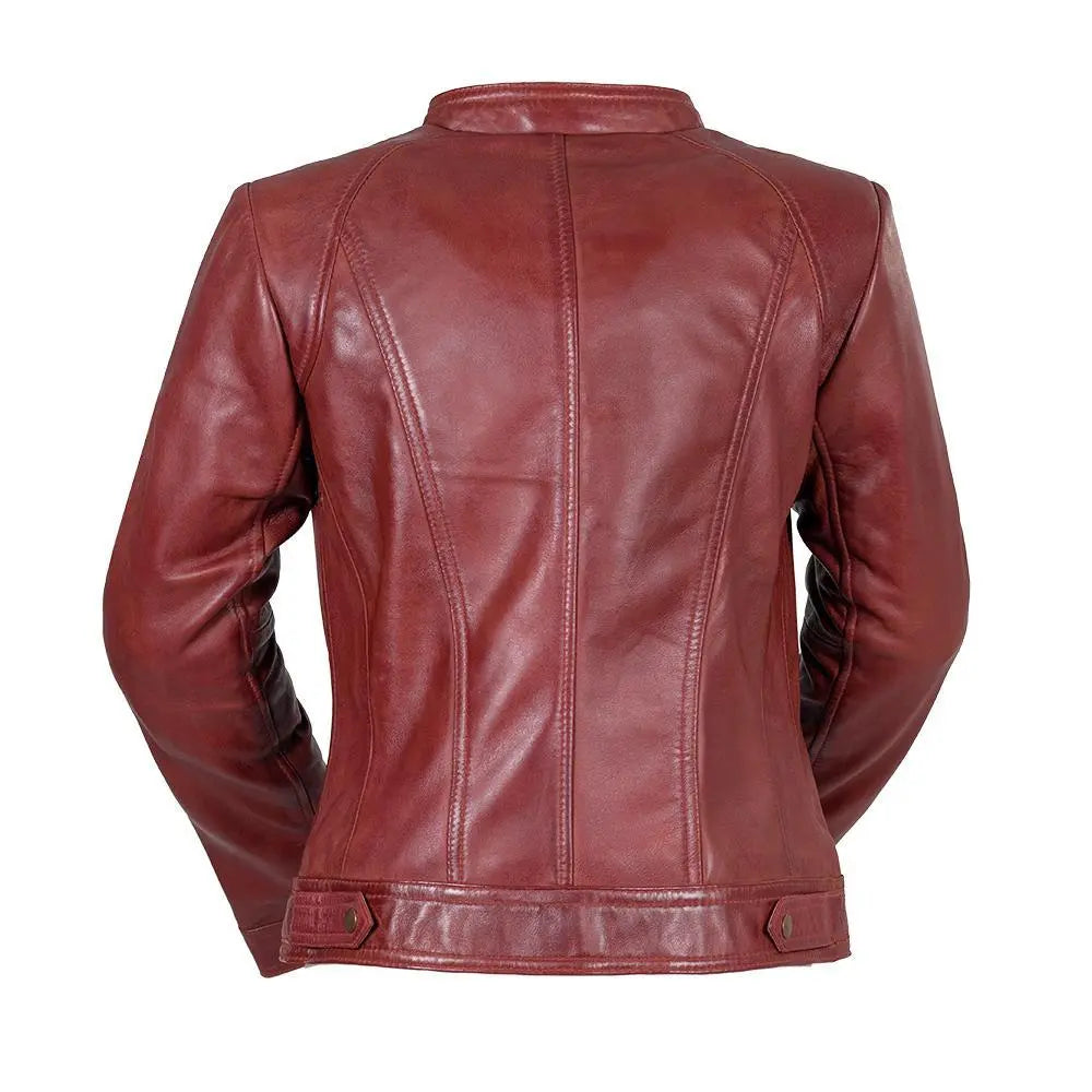 Chic Sophistication - Women's Lambskin Leather Jacket Orange Pontus