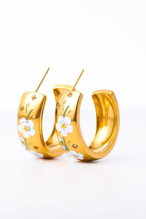 Contemporary Gold-Plated Stainless Steel C-Hoop Earrings Erin Theia